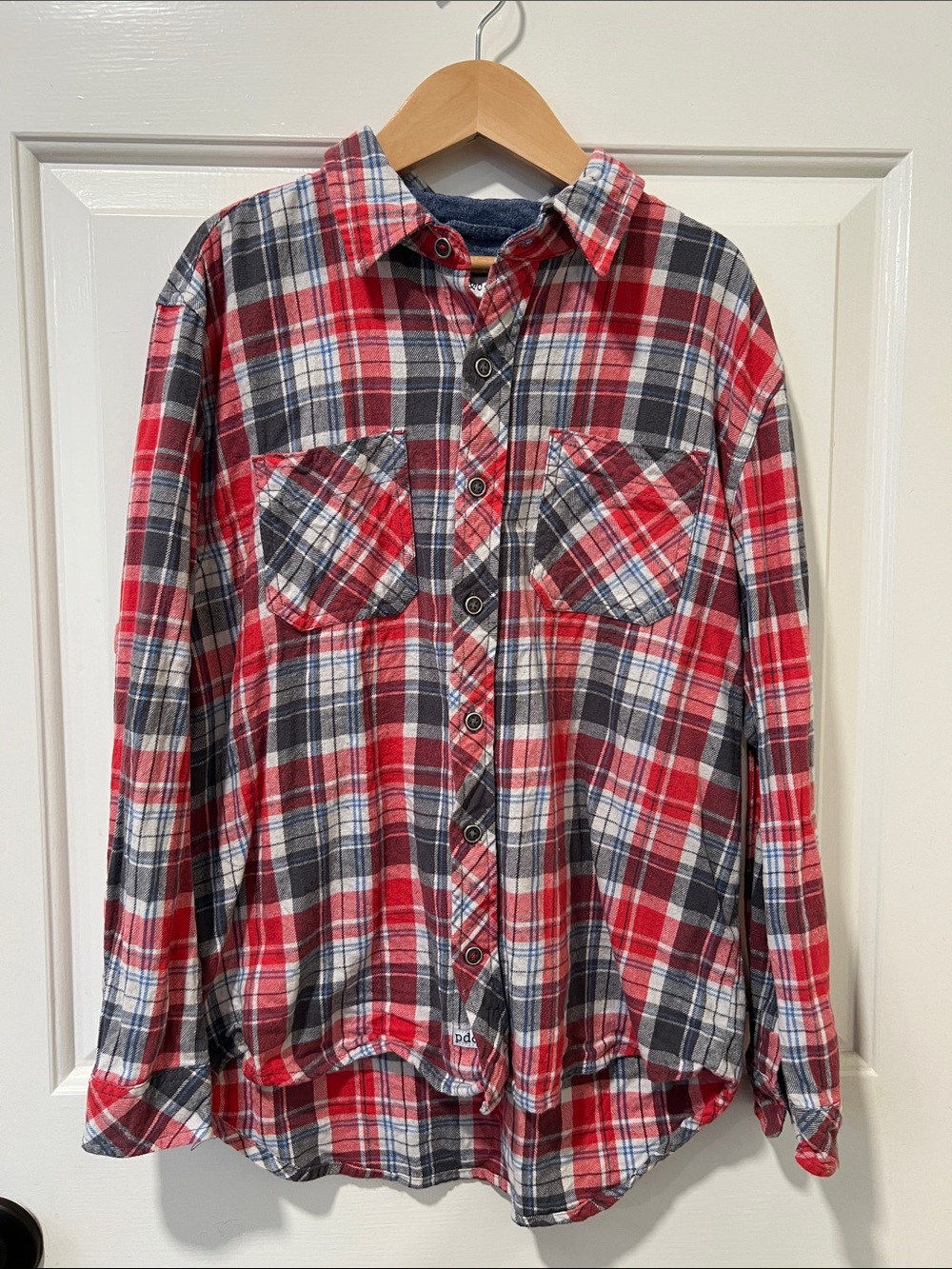 PD&C Red, Black & White Plaid Men's Button-Down Shirt